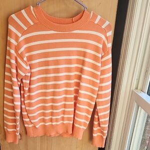Staccato Coral and White Striped Sweater